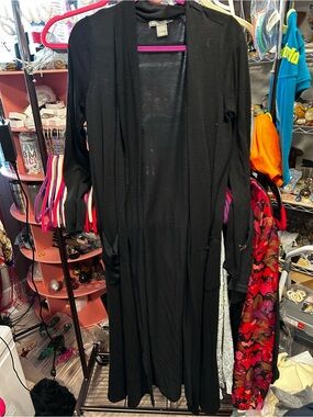 Kate & Mallory Black Long Open Front Cardigan Coat